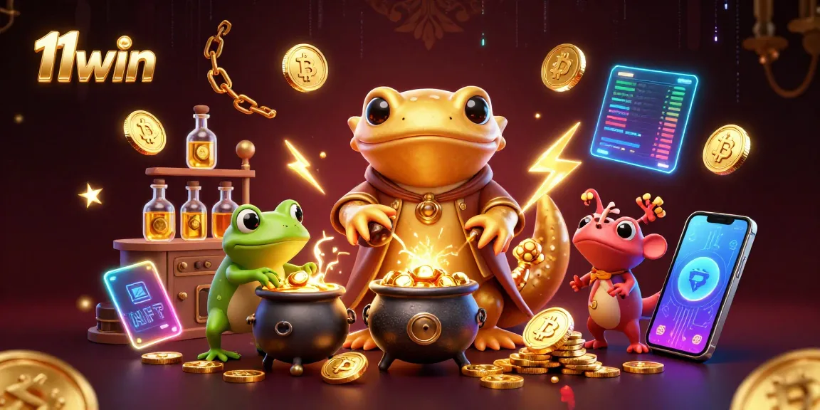 Spin gold coins and win with 11win in this vibrant online casino illustration!
