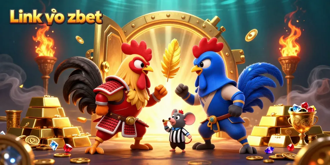 Experience thrilling action in Link vào zbet with dynamic fighting roosters amidst golden treasures.