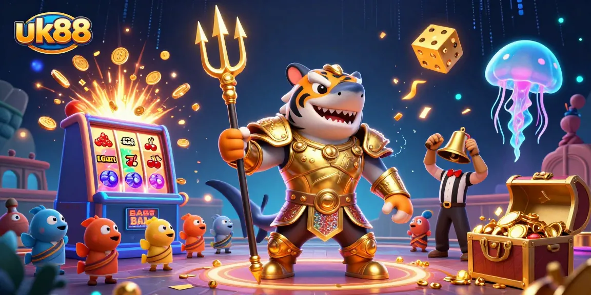 Engage in thrilling gameplay with uk88’s colorful casino elements in an underwater spectacle.