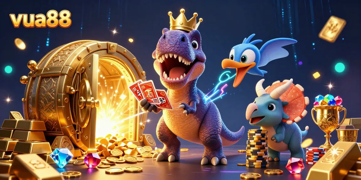 Engage in thrilling gameplay at vua88, featuring fun characters and vibrant casino elements.