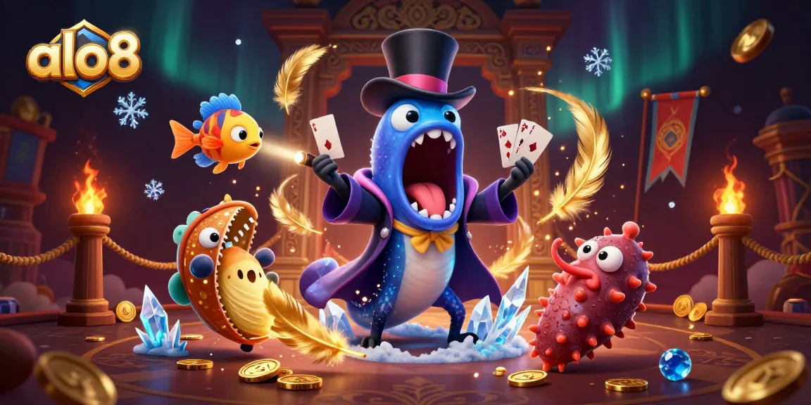 Engage in thrilling card magic with alo8's vibrant underwater casino scene featuring unique sea creatures.