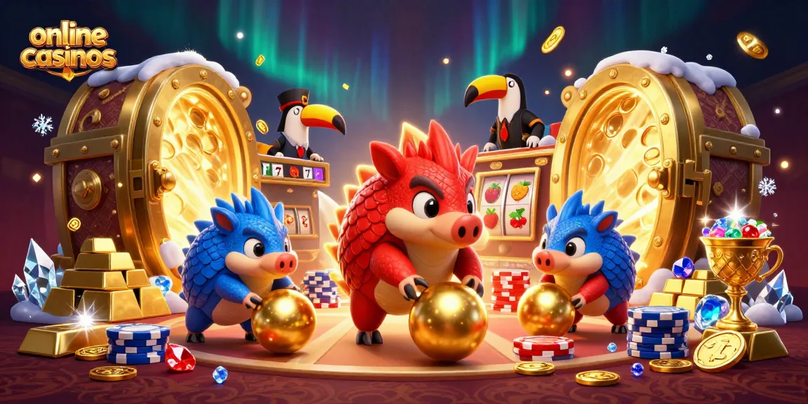 Experience thrilling online casinos with rival pangolins bowling through poker chips and riches.