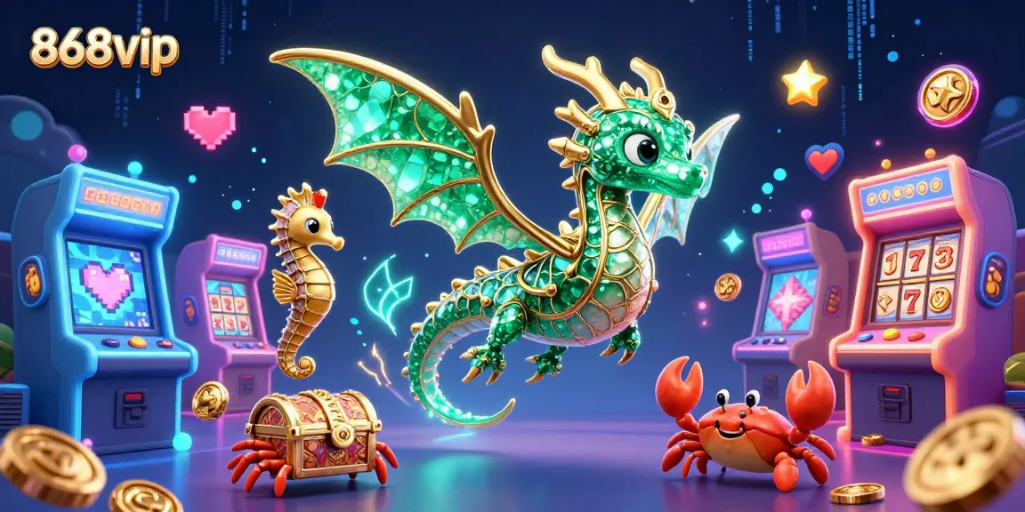 Engage in thrilling games at 868vip with colorful creatures and treasures in a vibrant casino scene.
