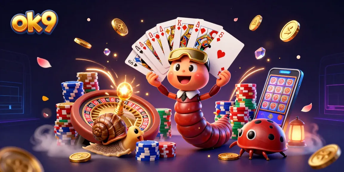 Engage with OK9's thrilling gambling experience featuring a vibrant casino scene filled with excitement.