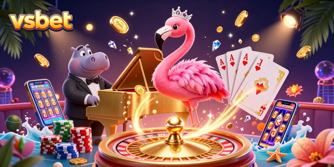 Engage in thrilling games at vsbet with vibrant 3D casino characters and dynamic gambling elements.