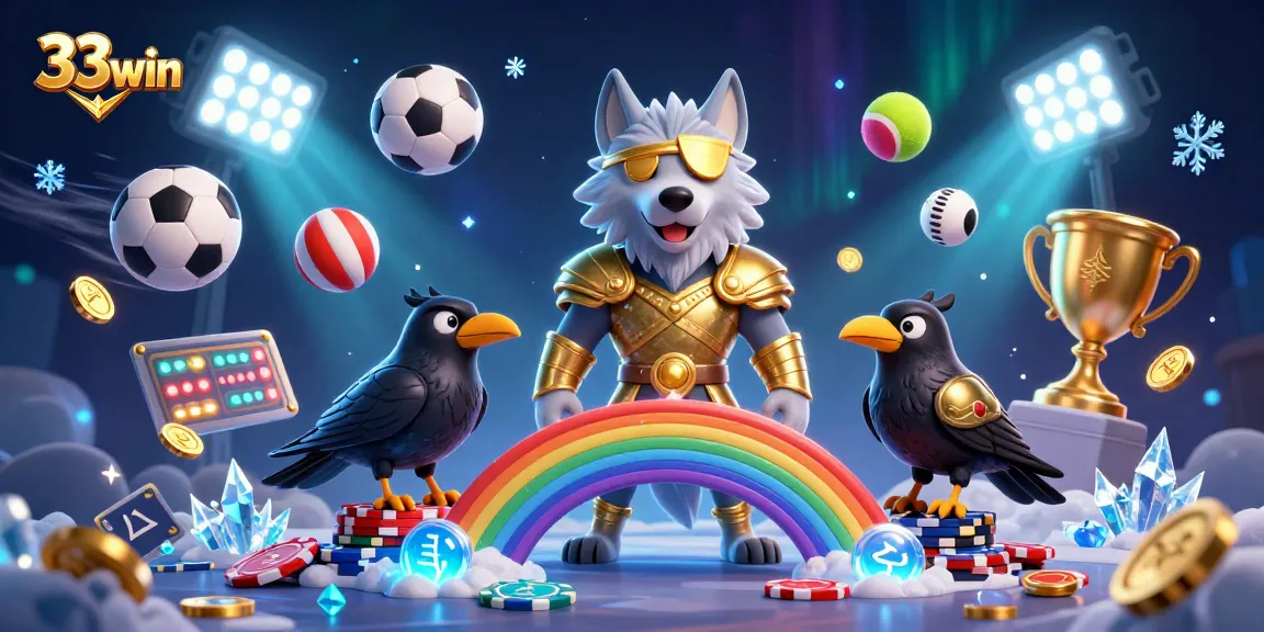 Experience the thrill of betting and gaming with 33win's exhilarating scene featuring Norse mythology characters.