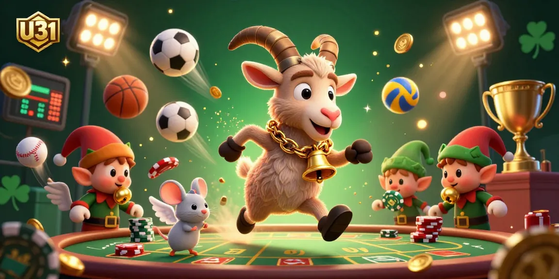 Experience U31's thrilling casino action with festive characters engaging in a vibrant holiday-themed gaming scene.